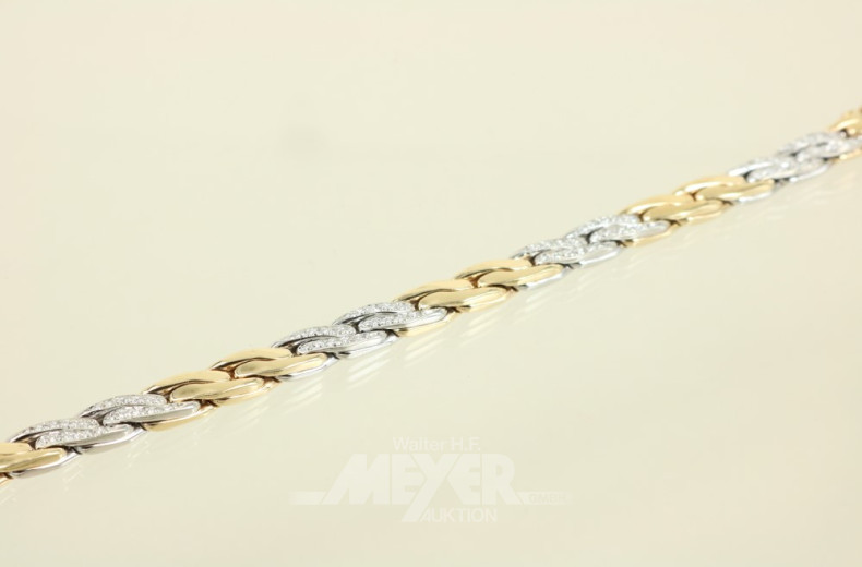 Armband, 585er GG, Zopfmuster, ca. 42 g.