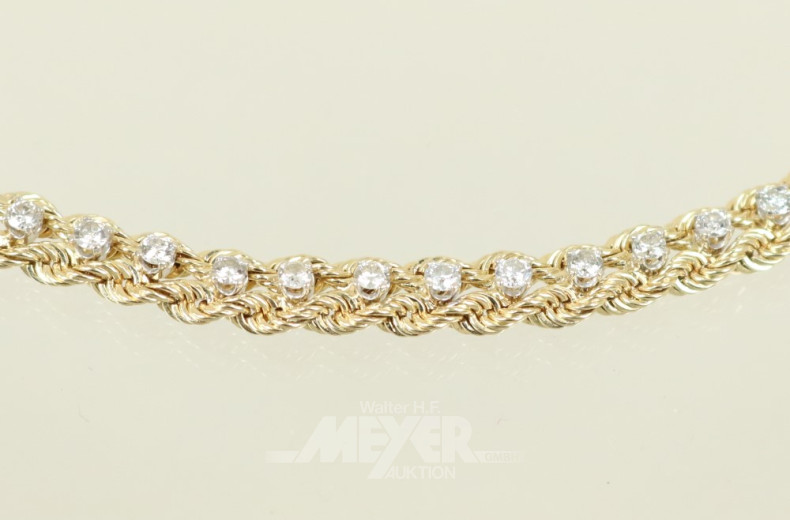 Armband, 585er GG, Zopfmuster, mit