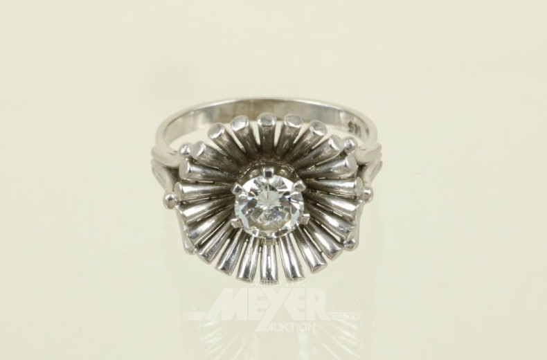 Damenring, 585er WG, besetzt mit