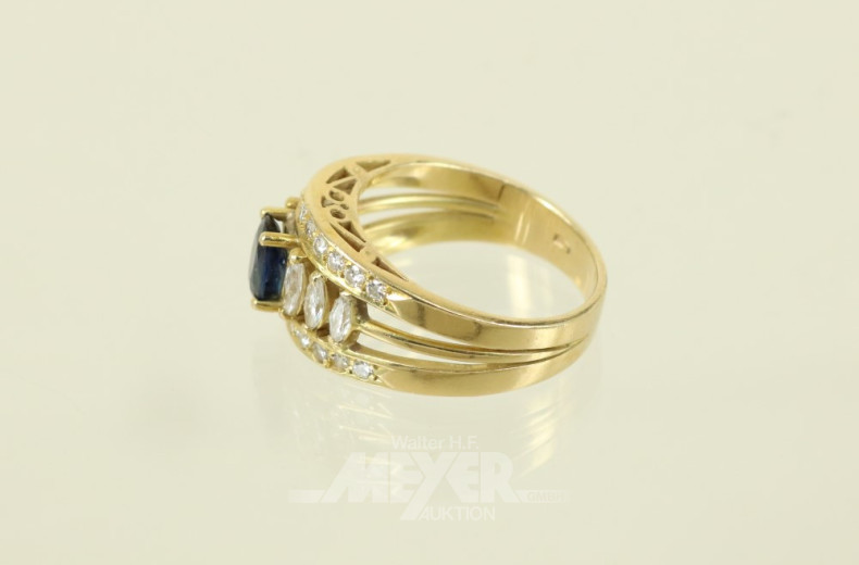 Damenring, 750er GG, mit 1 kl. Safir