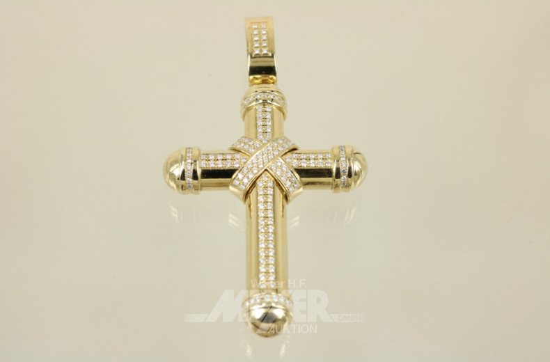 Anhänger, 750er GG, ''Kreuz'', ca. 38 g.,