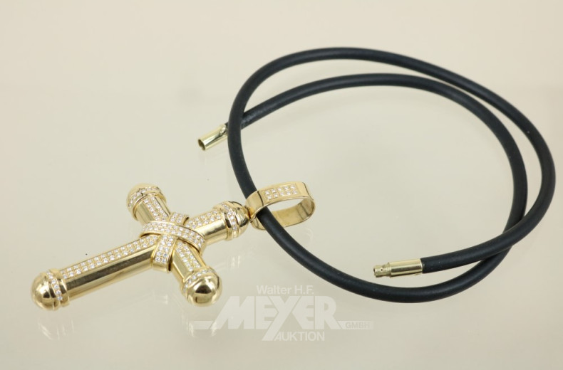 Anhänger, 750er GG, ''Kreuz'', ca. 38 g.,