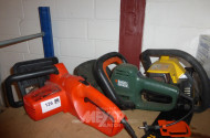 Heckenschere und 2 Kettensägen