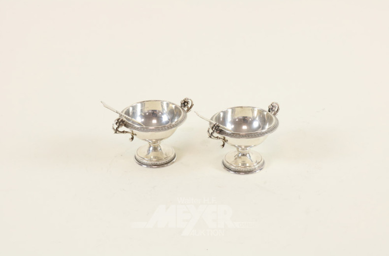 Paar Gewürzschälchen, Silber,