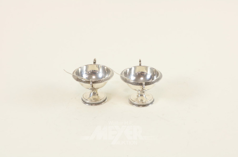 Paar Gewürzschälchen, Silber,