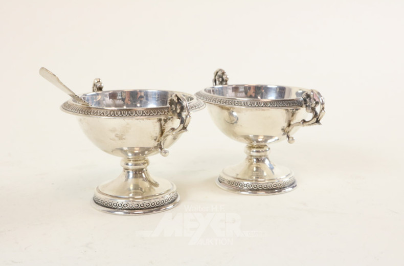 Paar Gewürzschälchen, Silber,
