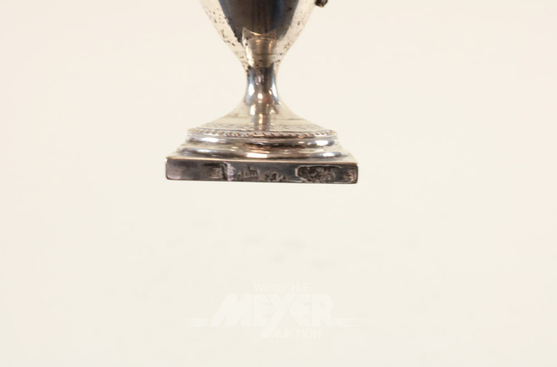 Senftöpfchen mit Löffel, Silber, 19 Jh.