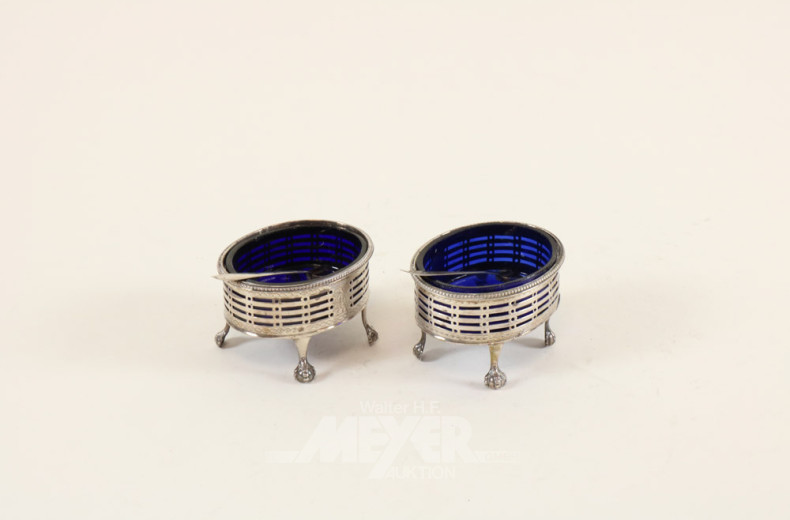 Paar Gewürzschälchen, Silber,