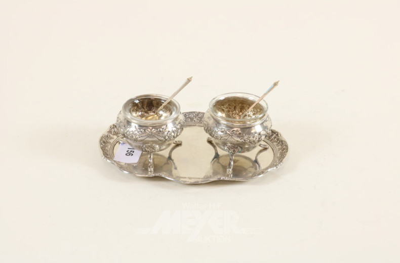 Paar Gewürzschälchen mit Tablett,