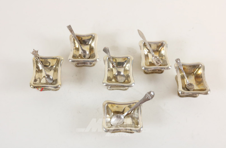 6 kl. Gewürzschälchen mit versch. Löffeln