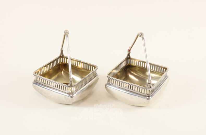 Paar Henkelkörbchen, Silber,