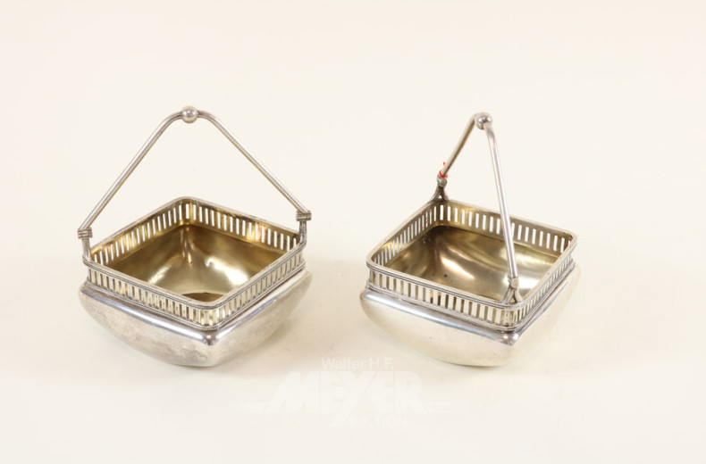 Paar Henkelkörbchen, Silber,