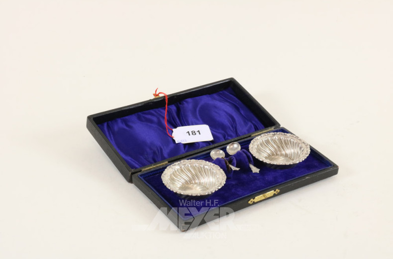 antikes Paar Gewürzschälchen, Silber,