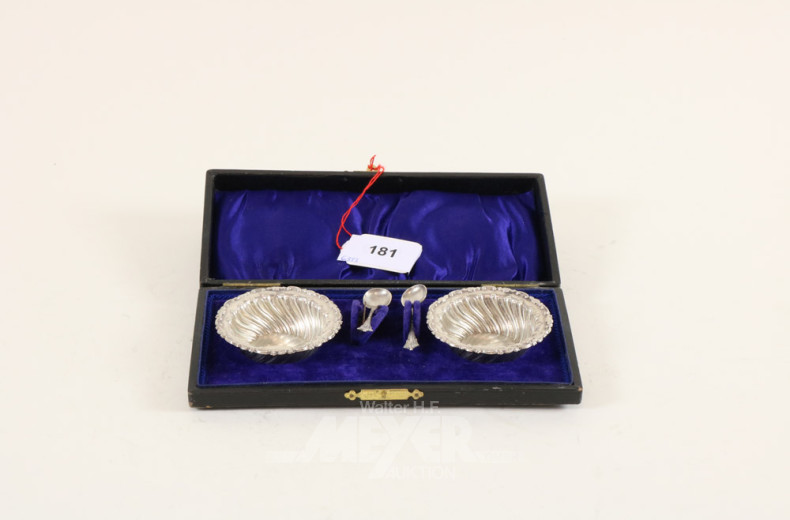 antikes Paar Gewürzschälchen, Silber,