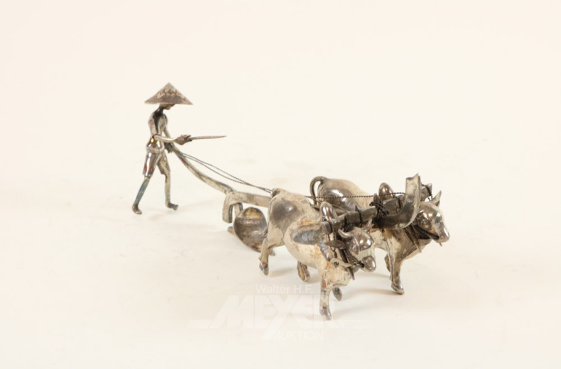 Figurengruppe ''Bauer mit Ochsenpflug''