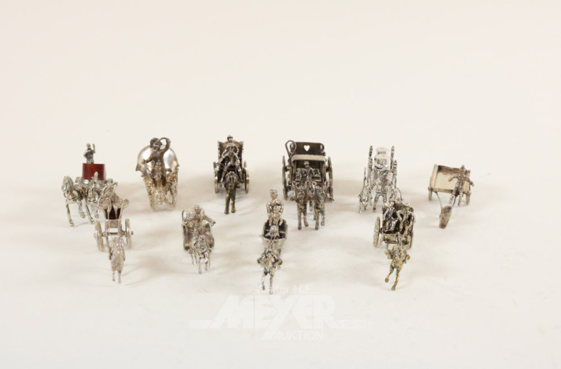 Sammlung Miniatur-Kutschen, ca. 10 Stück