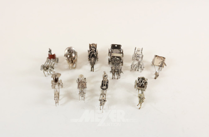 Sammlung Miniatur-Kutschen, ca. 10 Stück