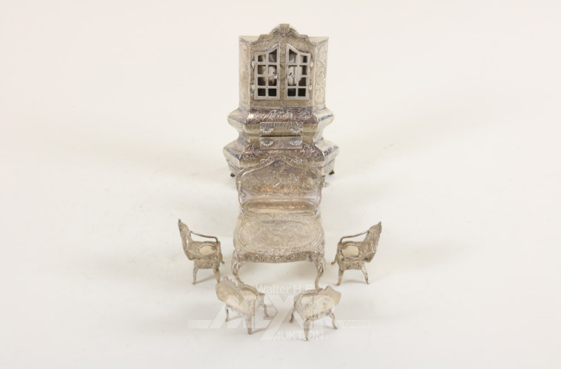 Miniaturmöbel-Einrichtung, Silber,