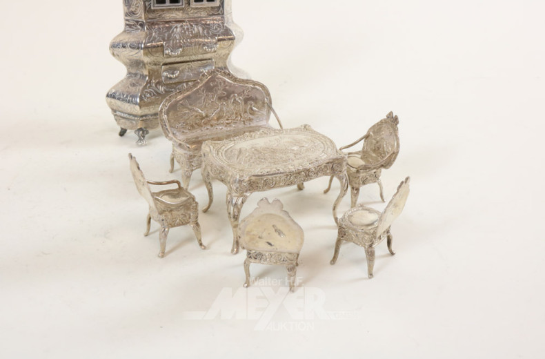 Miniaturmöbel-Einrichtung, Silber,
