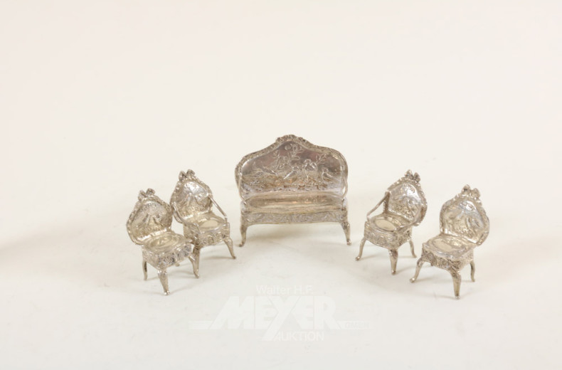 Miniaturmöbel-Einrichtung, Silber,