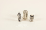 3 versch. kl. Deckeldosen, Silber