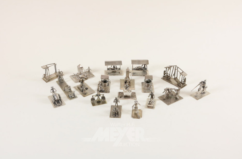 Sammlung Miniaturfiguren, Silber,