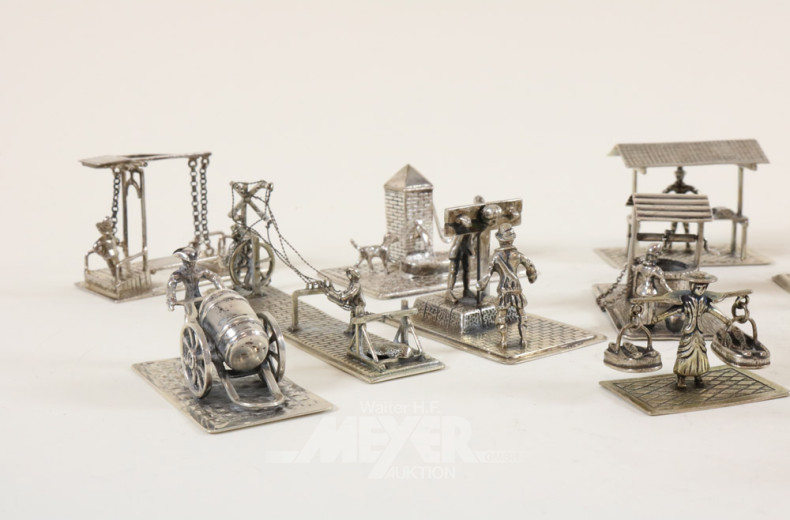 Sammlung Miniaturfiguren, Silber,