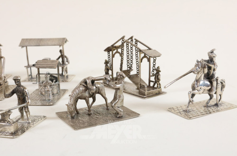Sammlung Miniaturfiguren, Silber,