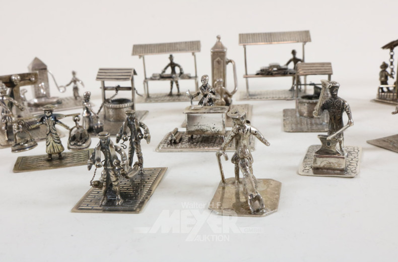 Sammlung Miniaturfiguren, Silber,