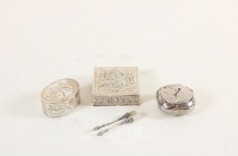 3 Pillendöschen, Silber, tlw. Jugendstil
