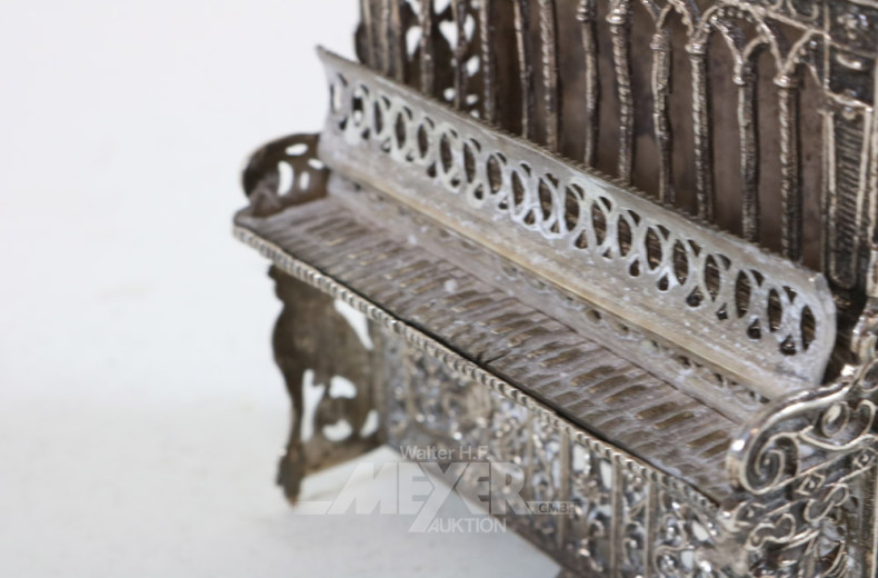 Miniatur-Klavier, Silber, ca. 120 g.