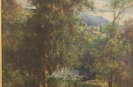 Gemälde, ''Waldlandschaft mit Flusslauf'',