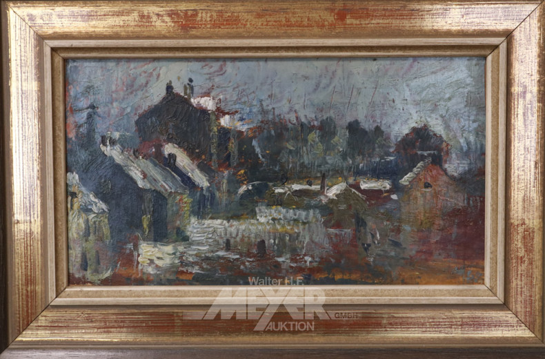 kl. Gemälde ''Dächer im Schnee''