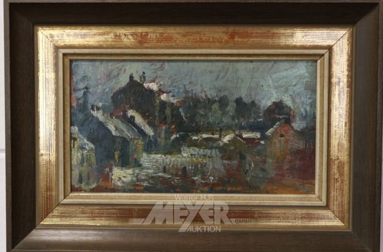 kl. Gemälde ''Dächer im Schnee''