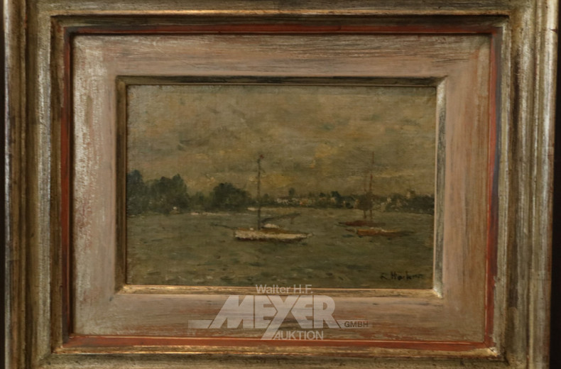 2 kl. Gemälde ''Landschaft und Segelboote''