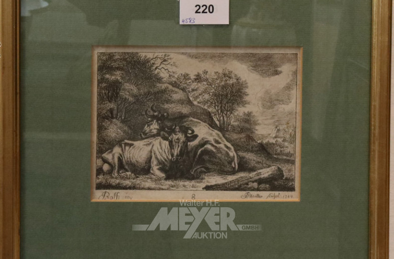 Stahlstich ''Kühe''