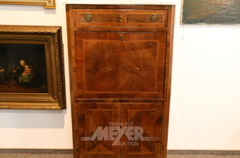 kl. Klappsekretär, 19. Jh., Mahagoni