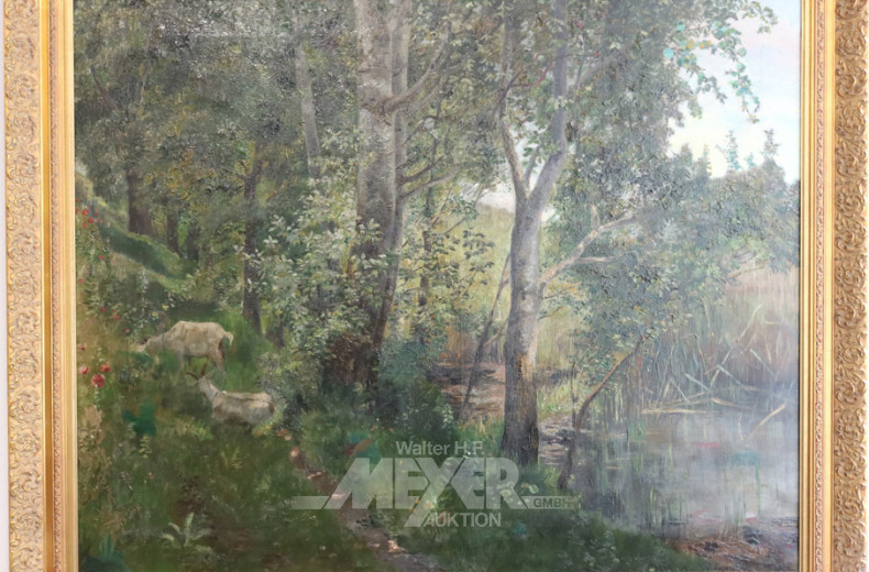 Gemälde ''Ziegen am Bachlauf''