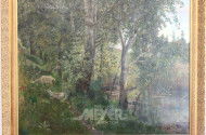 Gemälde ''Ziegen am Bachlauf''