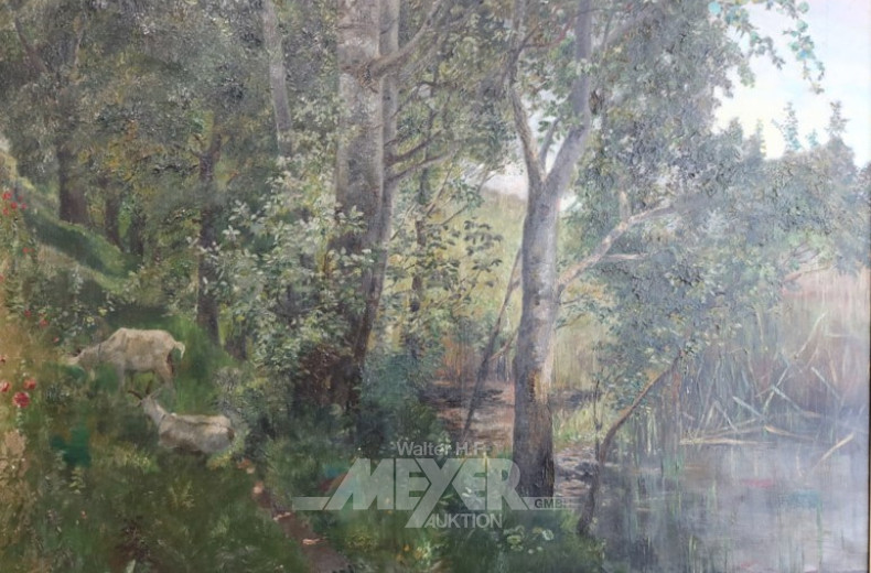 Gemälde ''Ziegen am Bachlauf''