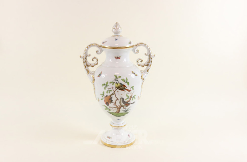 gr. Porz.-Amphoren-Deckelvase, HEREND
