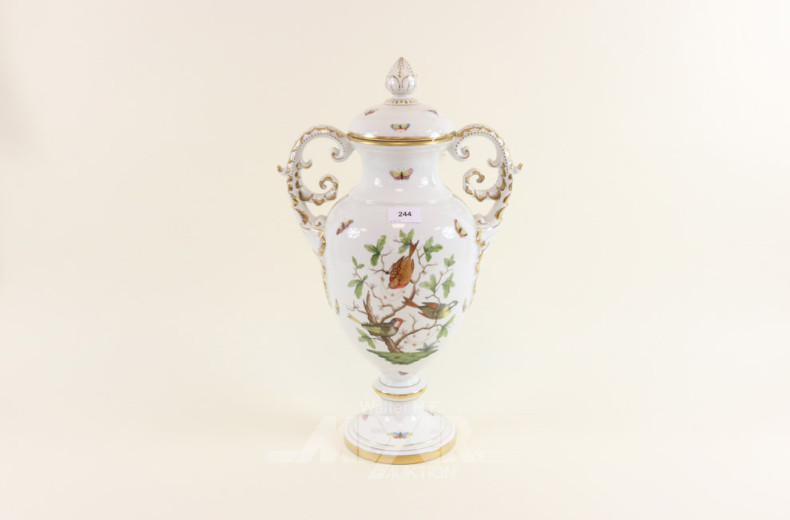 gr. Porz.-Amphoren-Deckelvase, HEREND