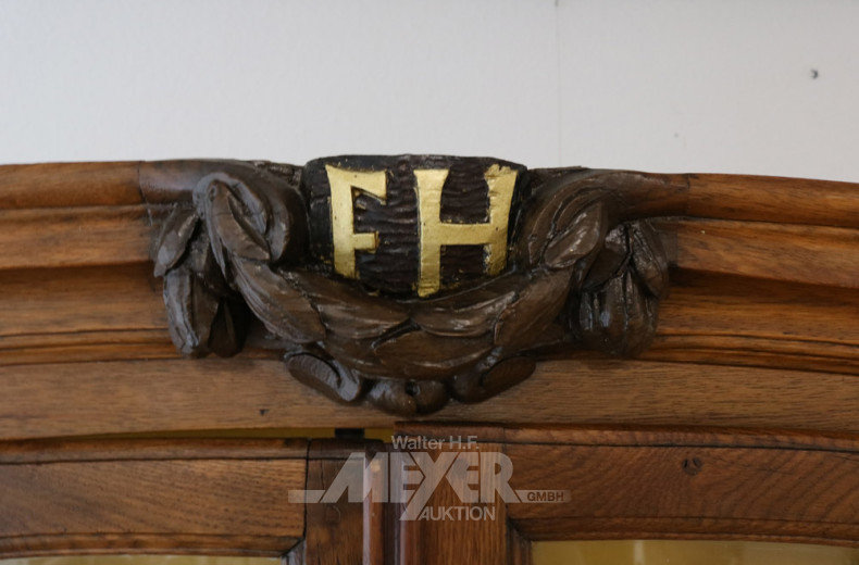 gr. Standvitrine, Eiche, 19. Jh, 2-türig