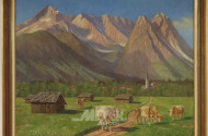 Gemälde ''Berglandschaft mit Kühen''