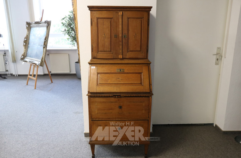 kl. Aufsatz-Sekretär, Eiche-massiv,