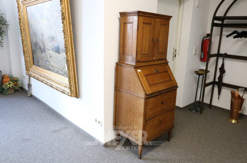 kl. Aufsatz-Sekretär, Eiche-massiv,
