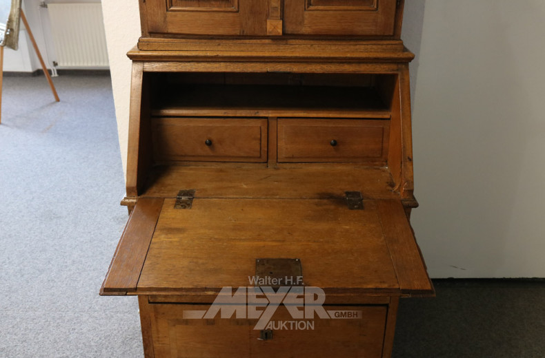 kl. Aufsatz-Sekretär, Eiche-massiv,