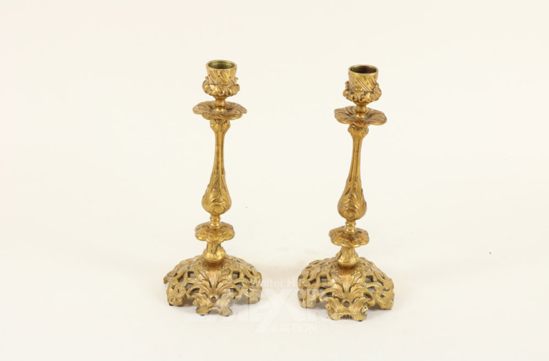 Kerzenleuchter-Paar, Bronze vergoldet