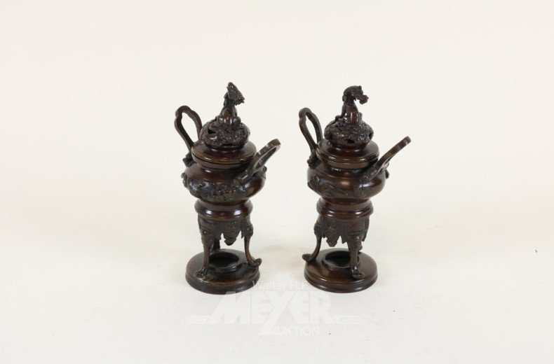 2 chin. Räuchergefäße, Bronze