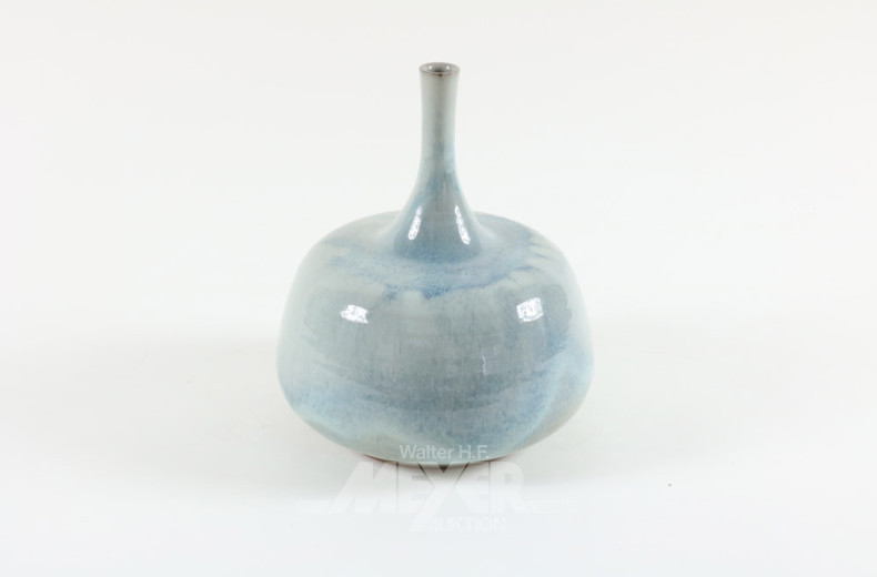 Keramik-Vase, blau-graue Überlaufglasur
